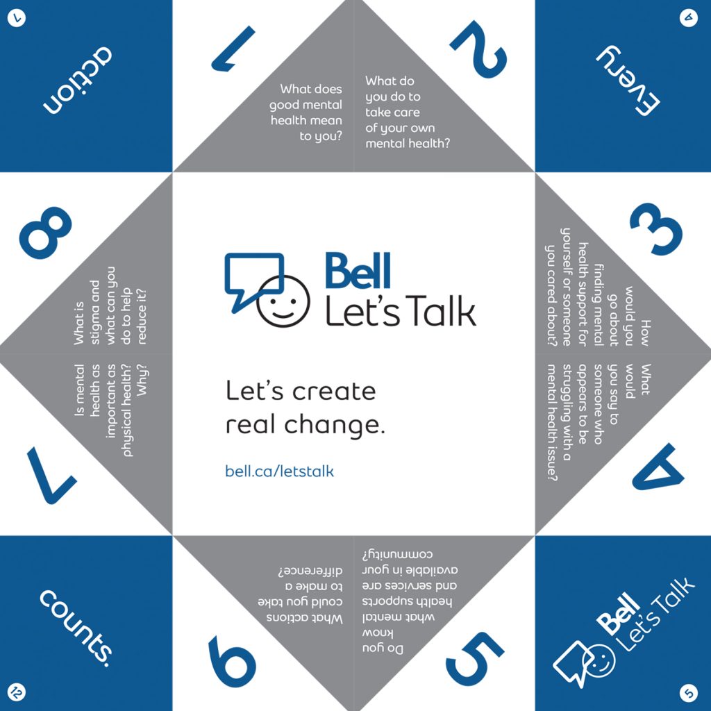 Bell Let's Talk image of a box that can be printed from their online kit.